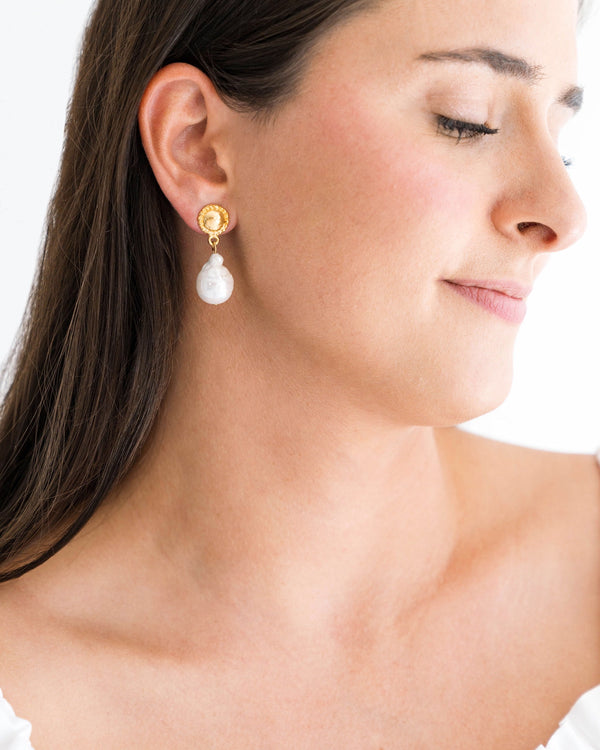 Susan Shaw Baroque Pearl Post Earrings