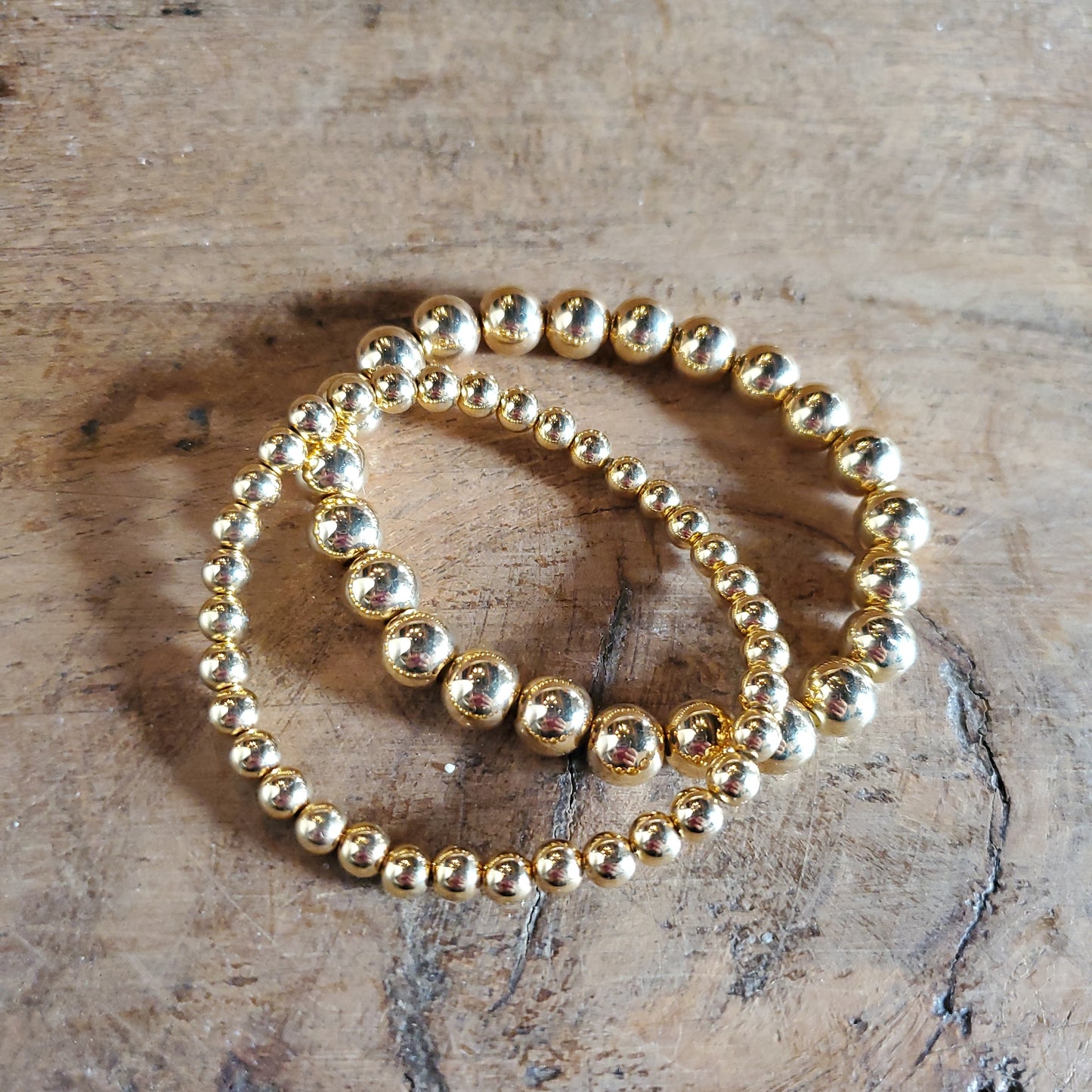 Gold Ball Bead Bracelet Set