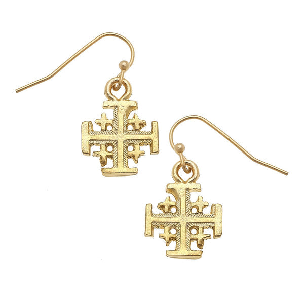 Susan Shaw Small Jerusalem Cross Earrings