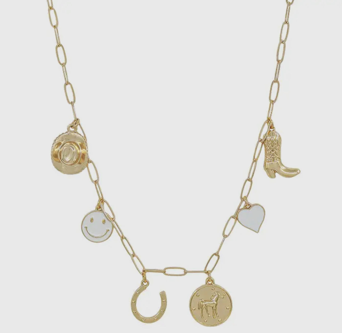 Gold western charm necklace