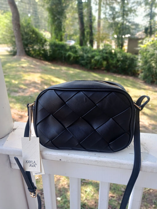 Smooth designer zipper crossbody bag black