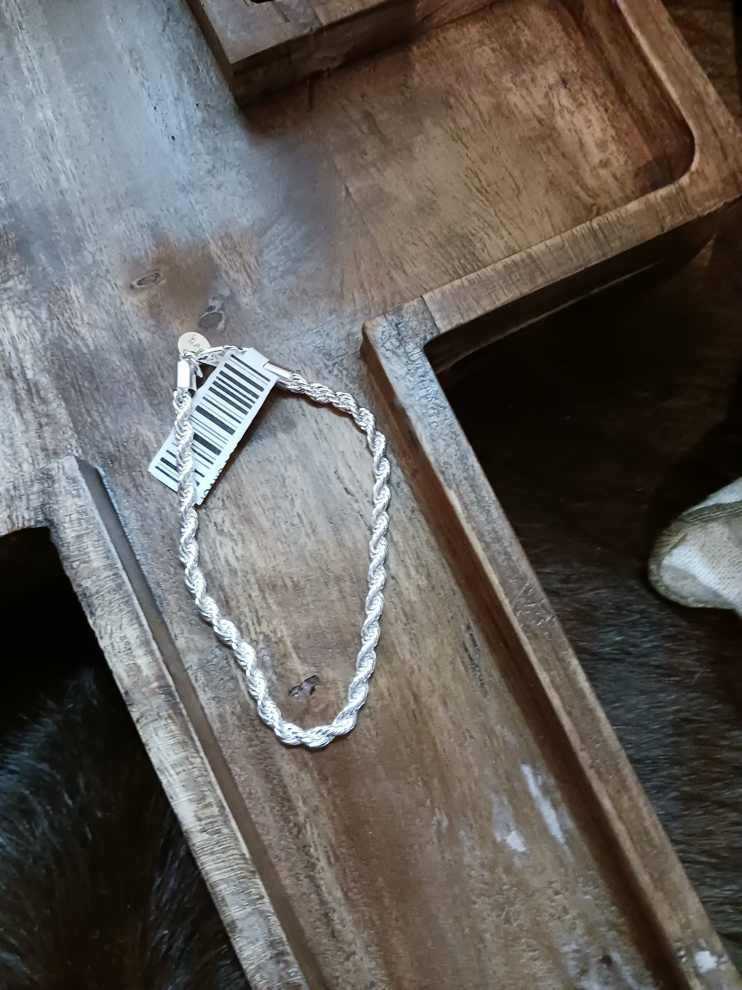 Rope bracelet silver 8”