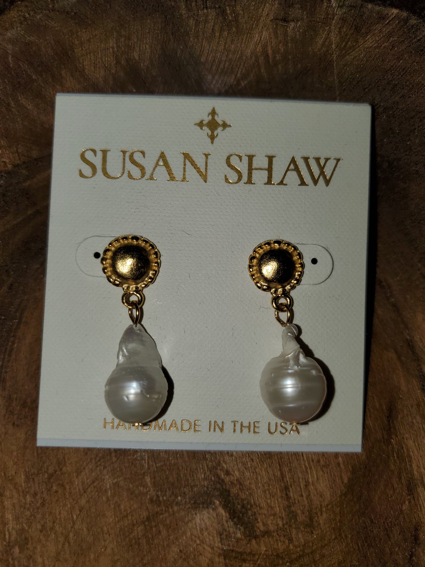 Susan Shaw Baroque Pearl Post Earrings