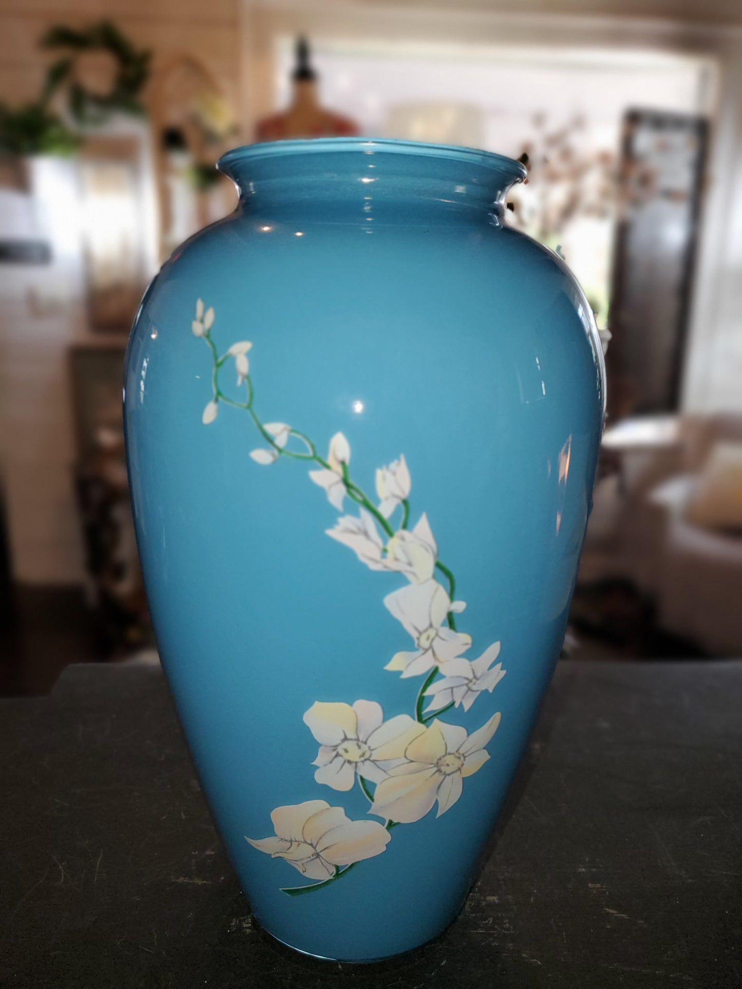 Light Blue Floral Urn