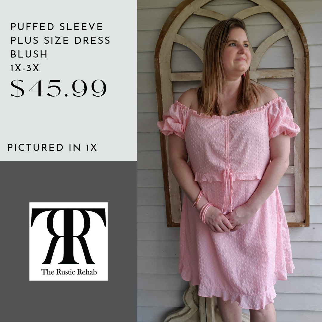 Puffed Sleeve Plus Size Dress