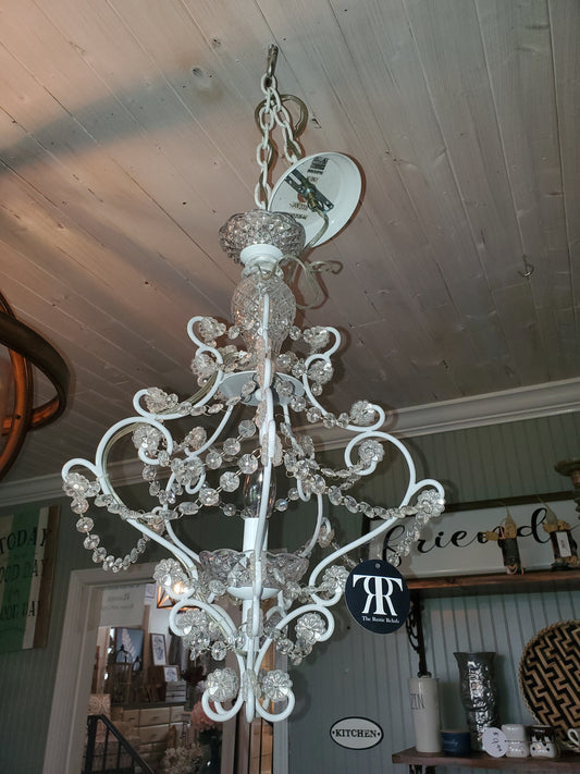 Antique White & Crystal Chandelier