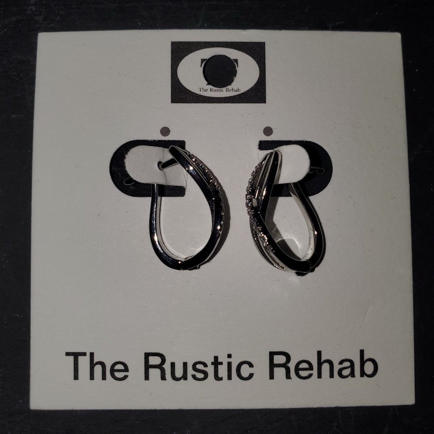 Small Twisted Silver & Rhinestone Hoops