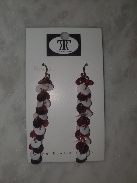 Red & White Sequin Earrings
