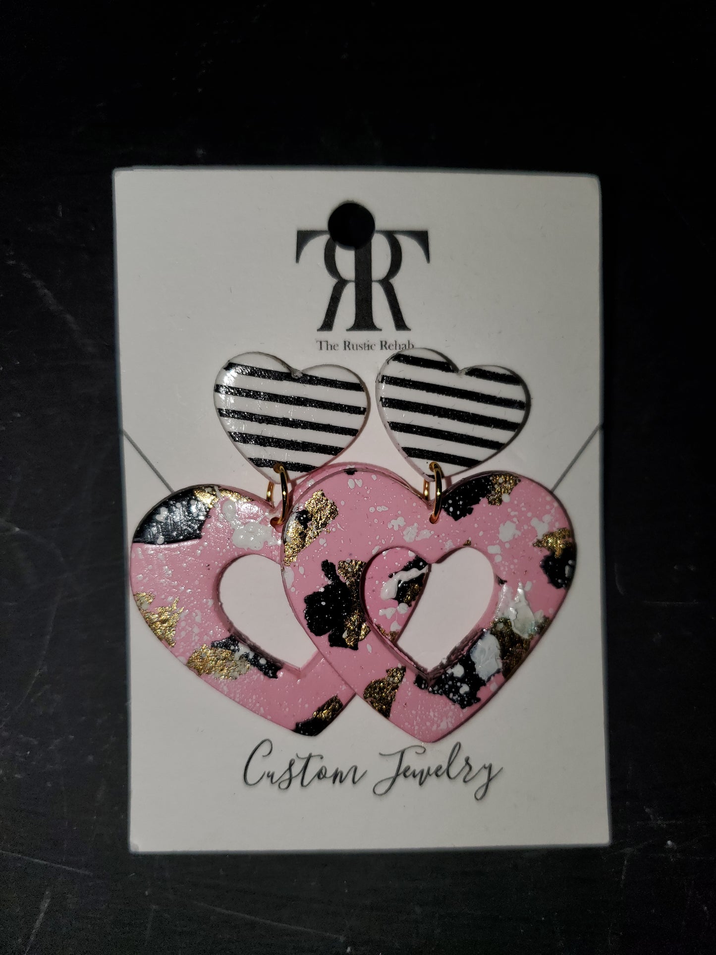 Pattern & Striped Heart Earrings