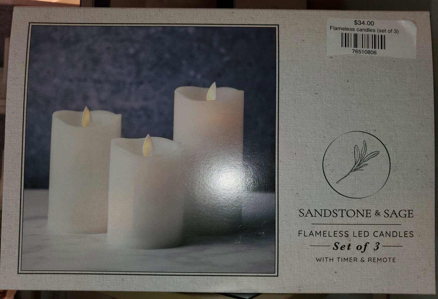 Flameless Pillar Candles (set of 3)