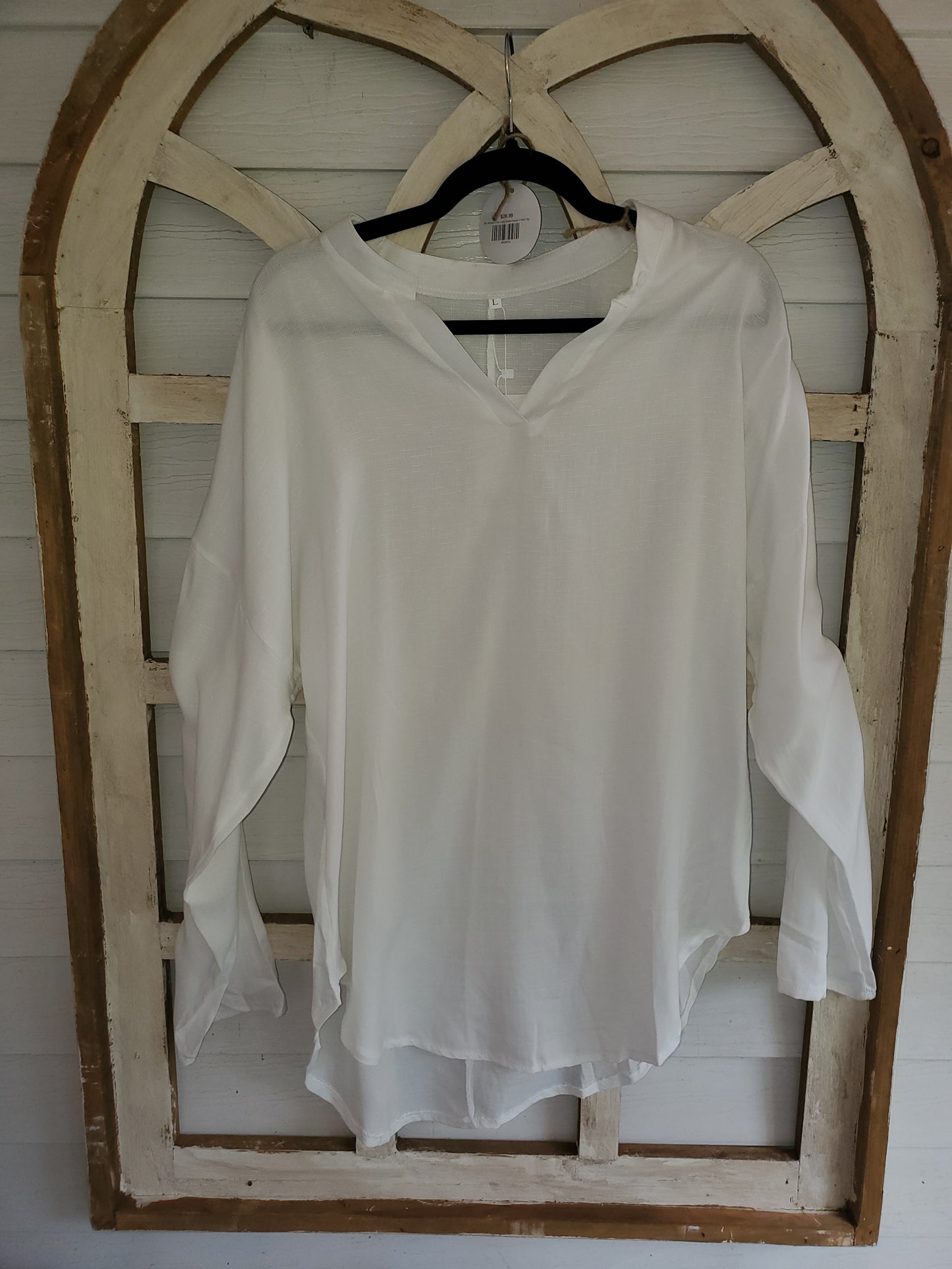 Linen Long Sleeve Casual V-Neck Top