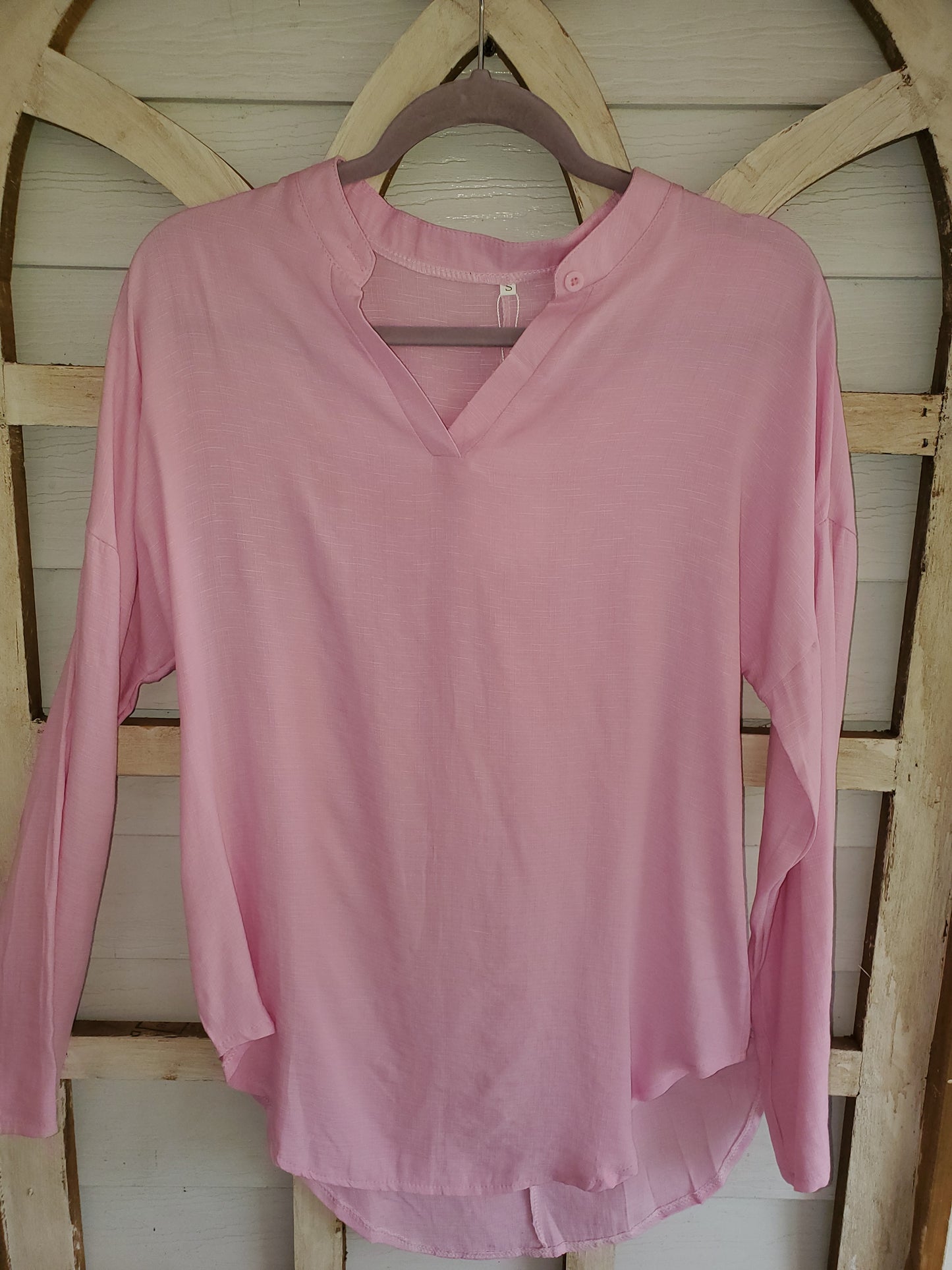 Linen Long Sleeve Casual V-Neck Top