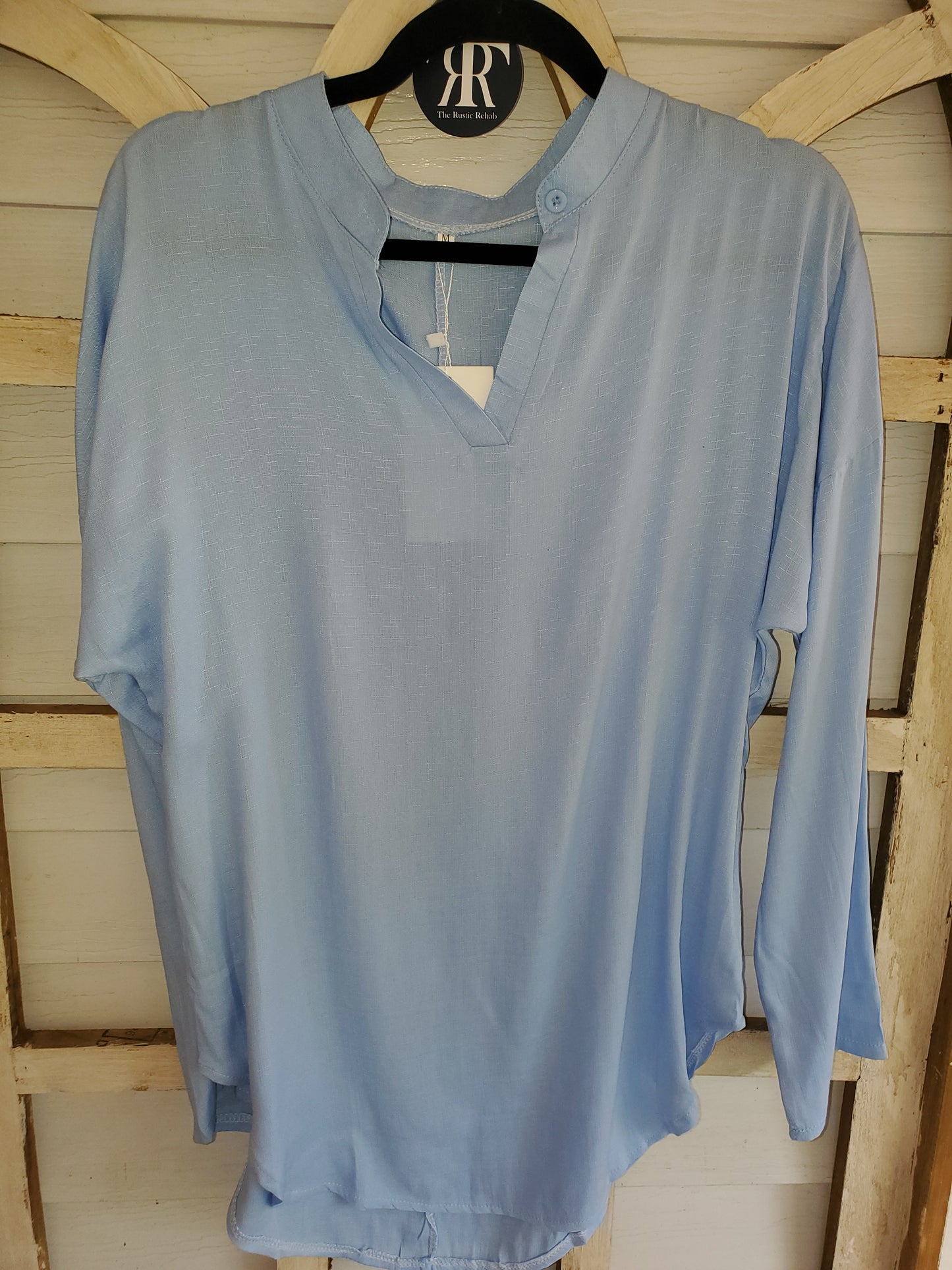 Linen Long Sleeve Casual V-Neck Top