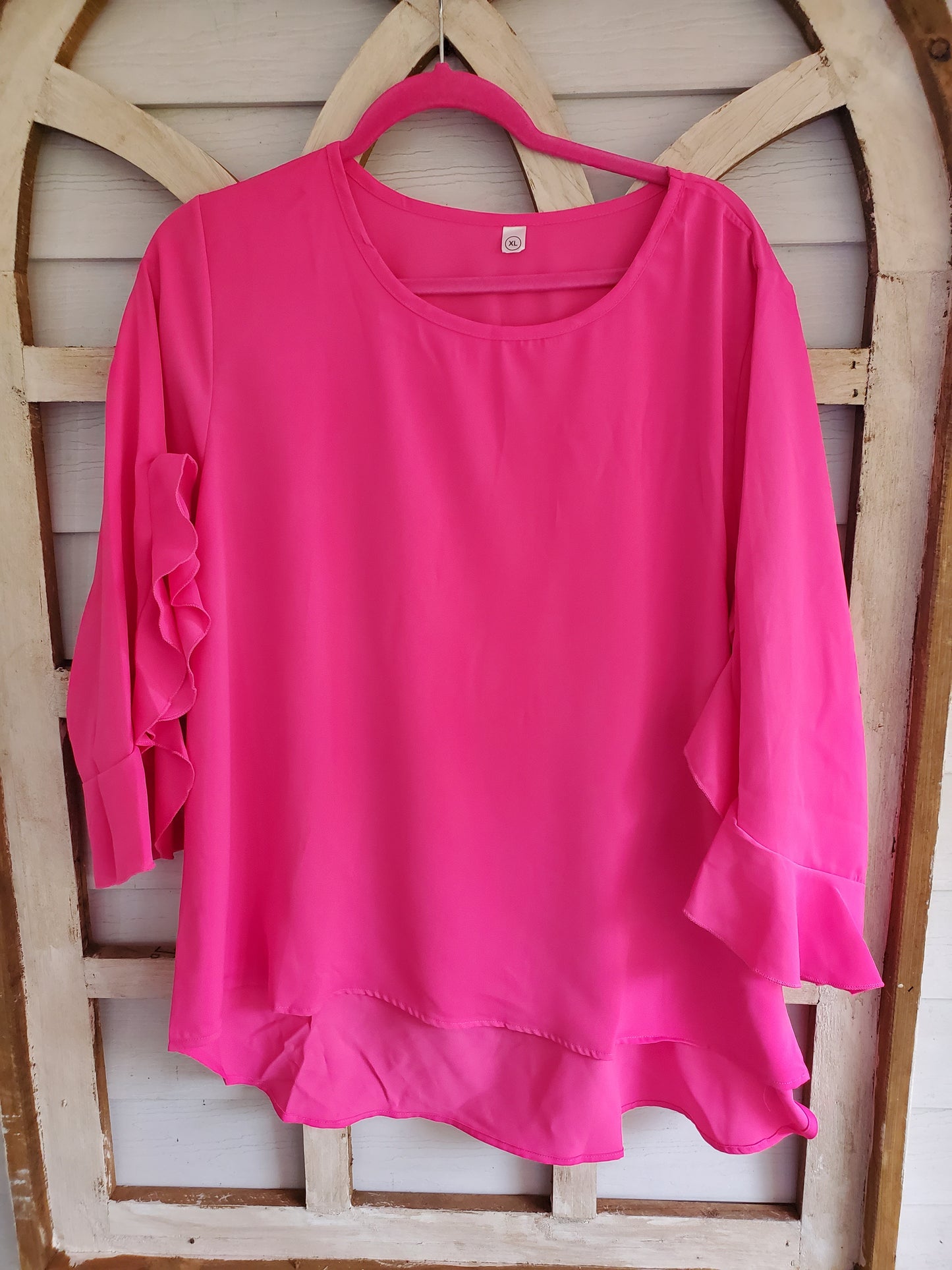 Ruffle Sleeve Hi-Lo Top