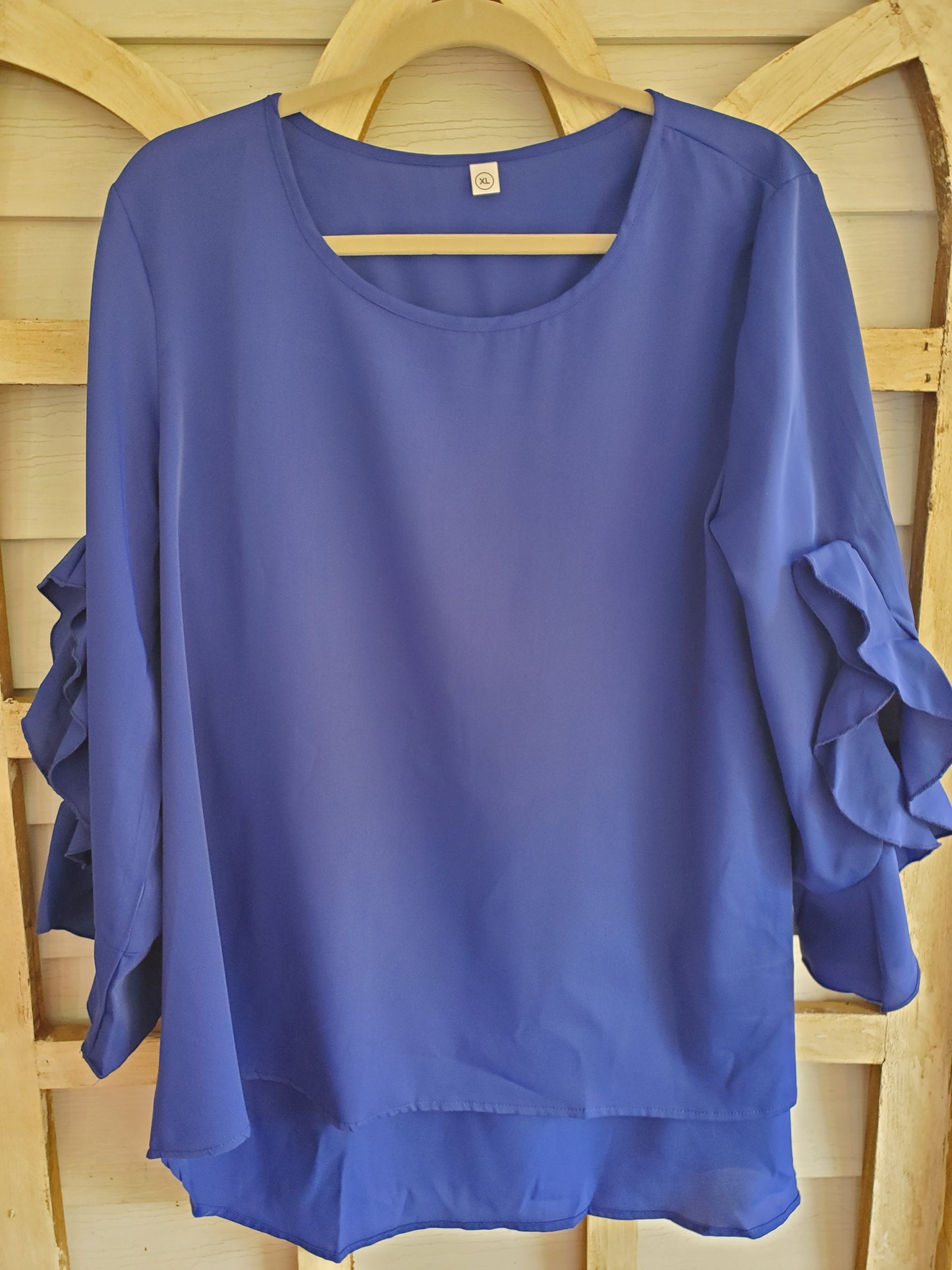 Ruffle Sleeve Hi-Lo Top