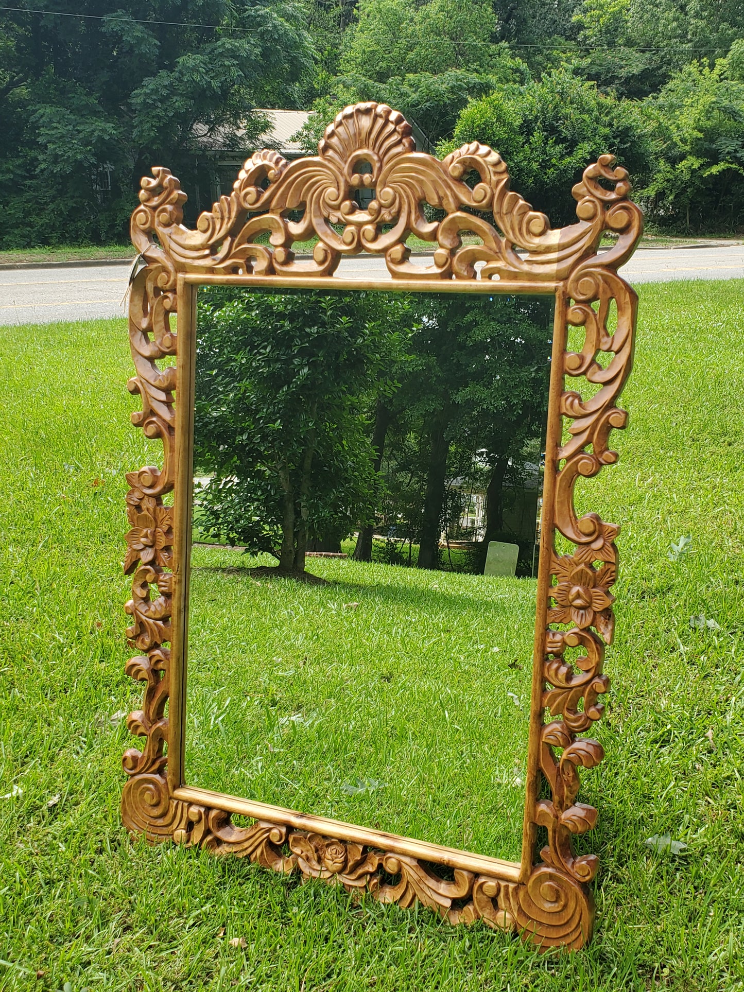 Carved Mango Wood Mirror