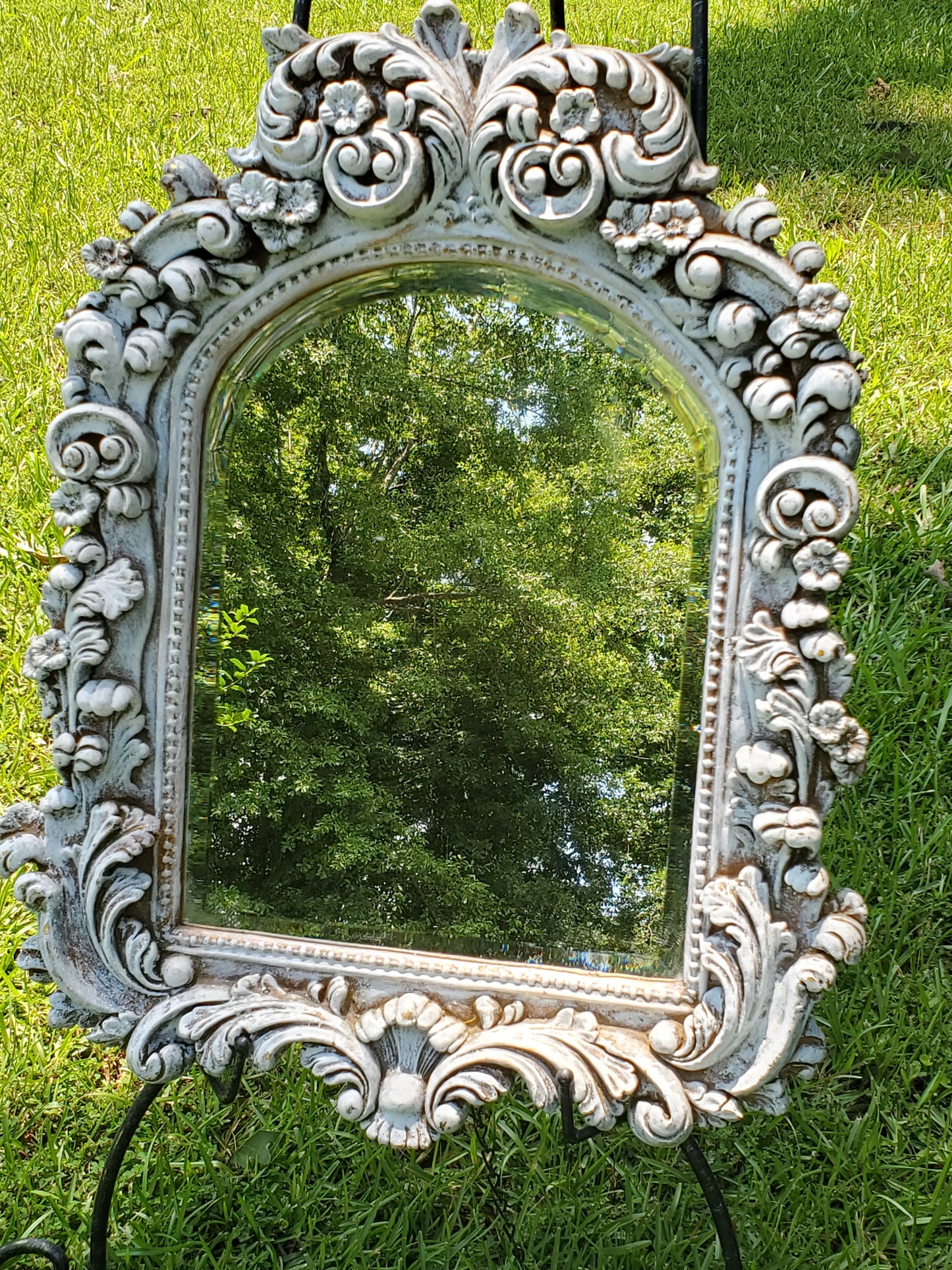 Small Whitewashed Resin Mirror