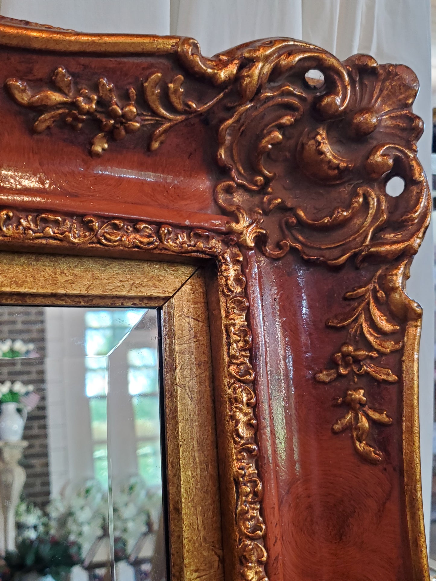 Wood Grain & Gold Resin Mirror