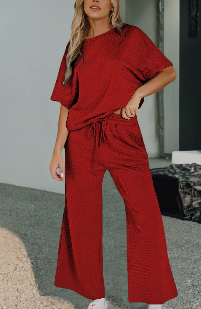 Textured Two-Piece Pant Set