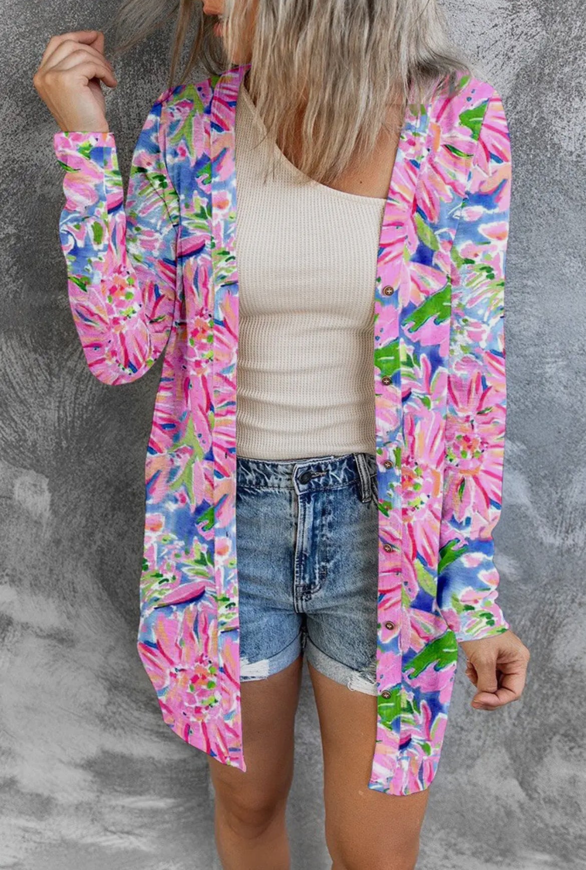 Flower Print Lightweight Cardigan