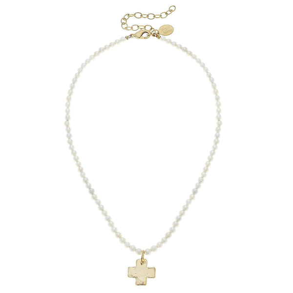 Susan Shaw Dainty Beaded Cross Necklace