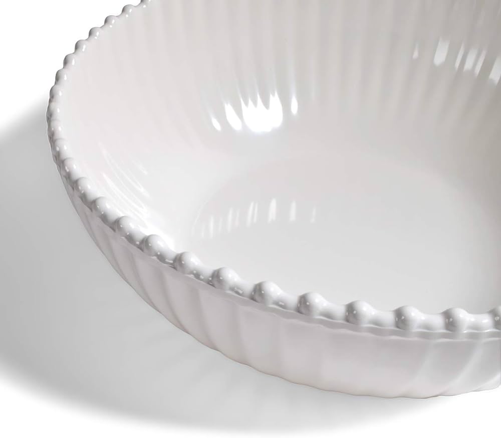 White Beaded Pearl Edge Melamine Dinnerware