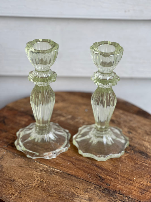 Glass candle holders set of 2