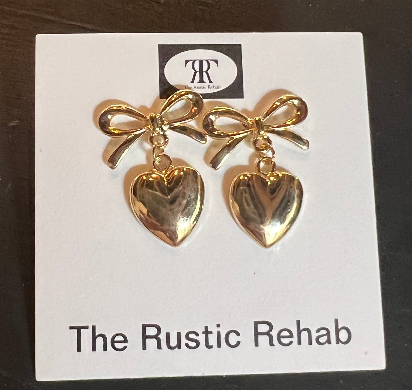 Bows with Dangle Heart Earrings