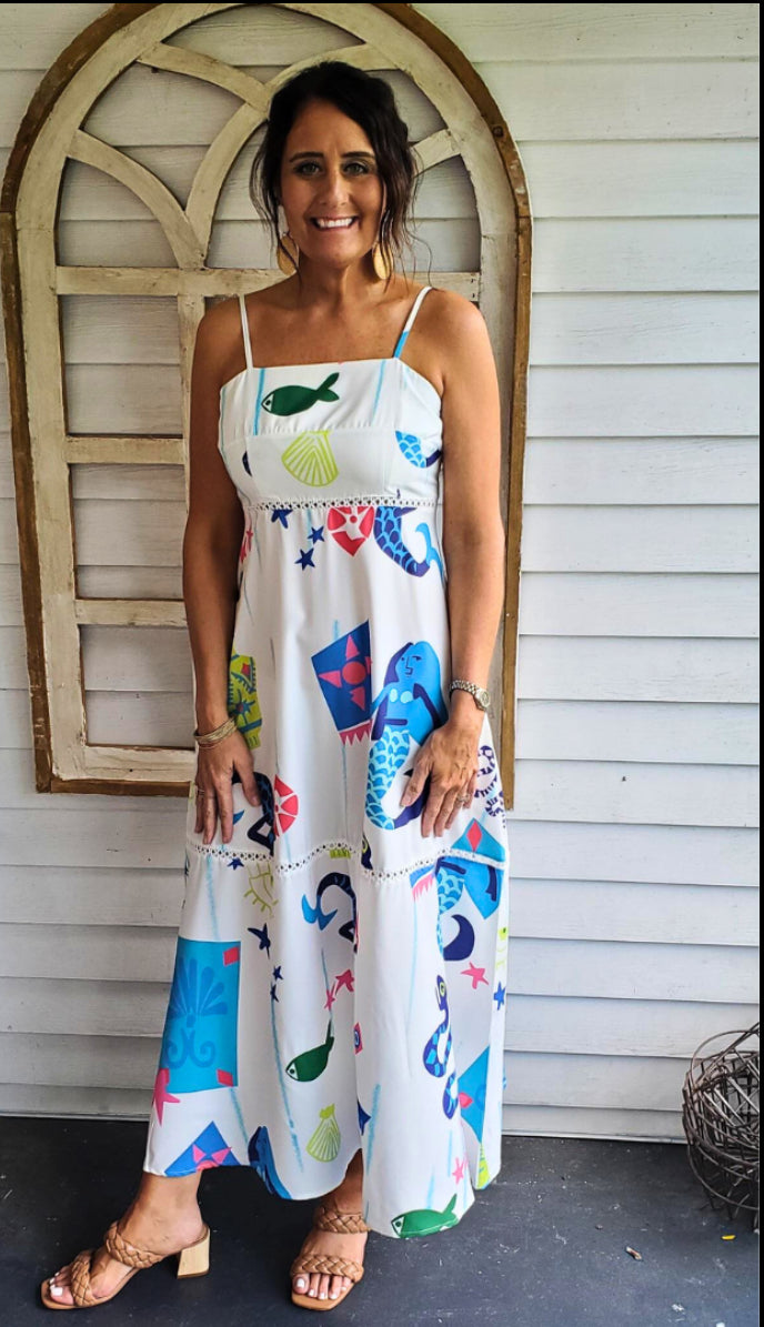 Mermaid print dress