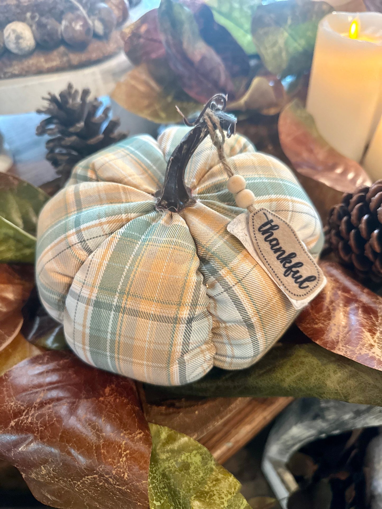 Plaid thankful pumpkin