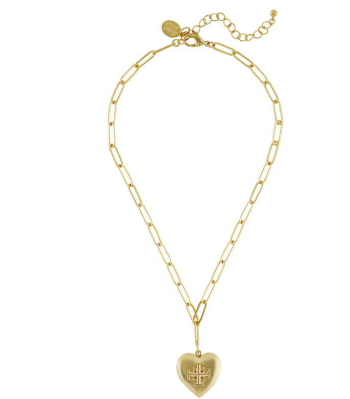Susan Shaw Jerusalem Cross Locket Necklace