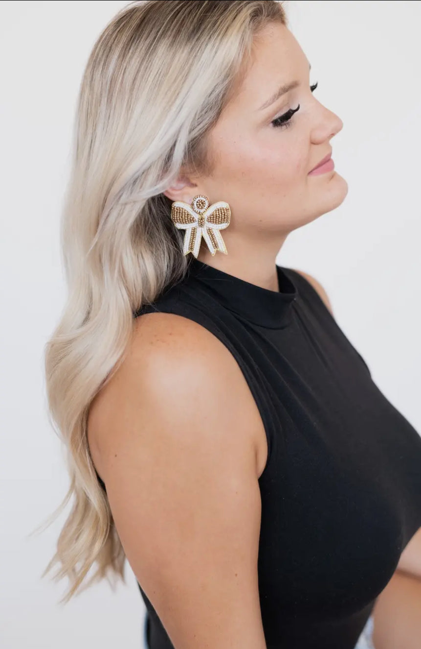Seed Bead Bow Earrings