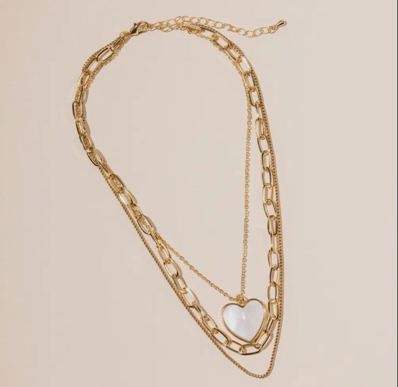 Heart charm layered necklace