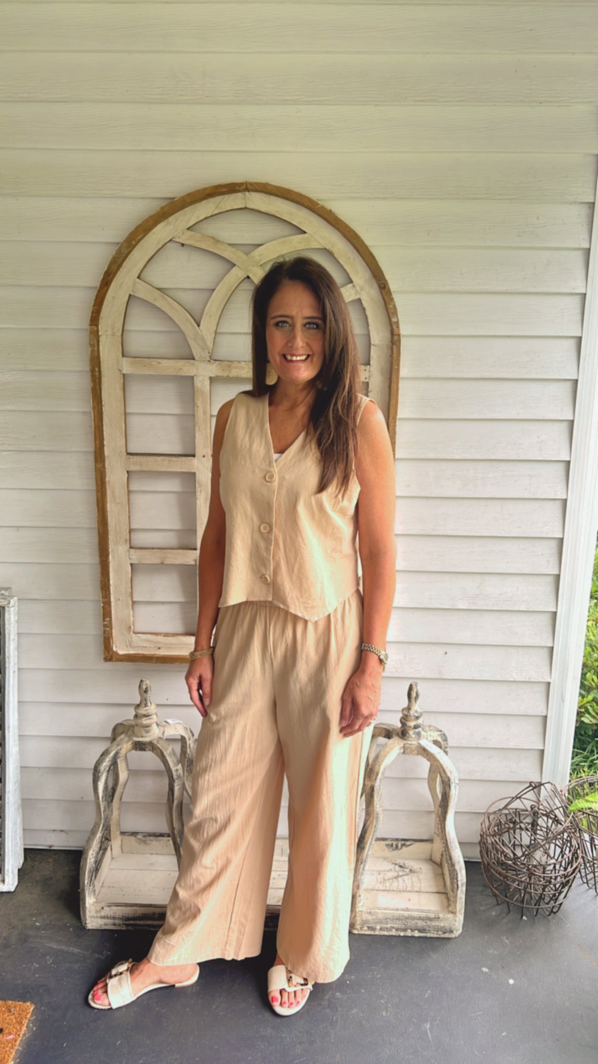 Sleeveless Linen Vest & Pant Set