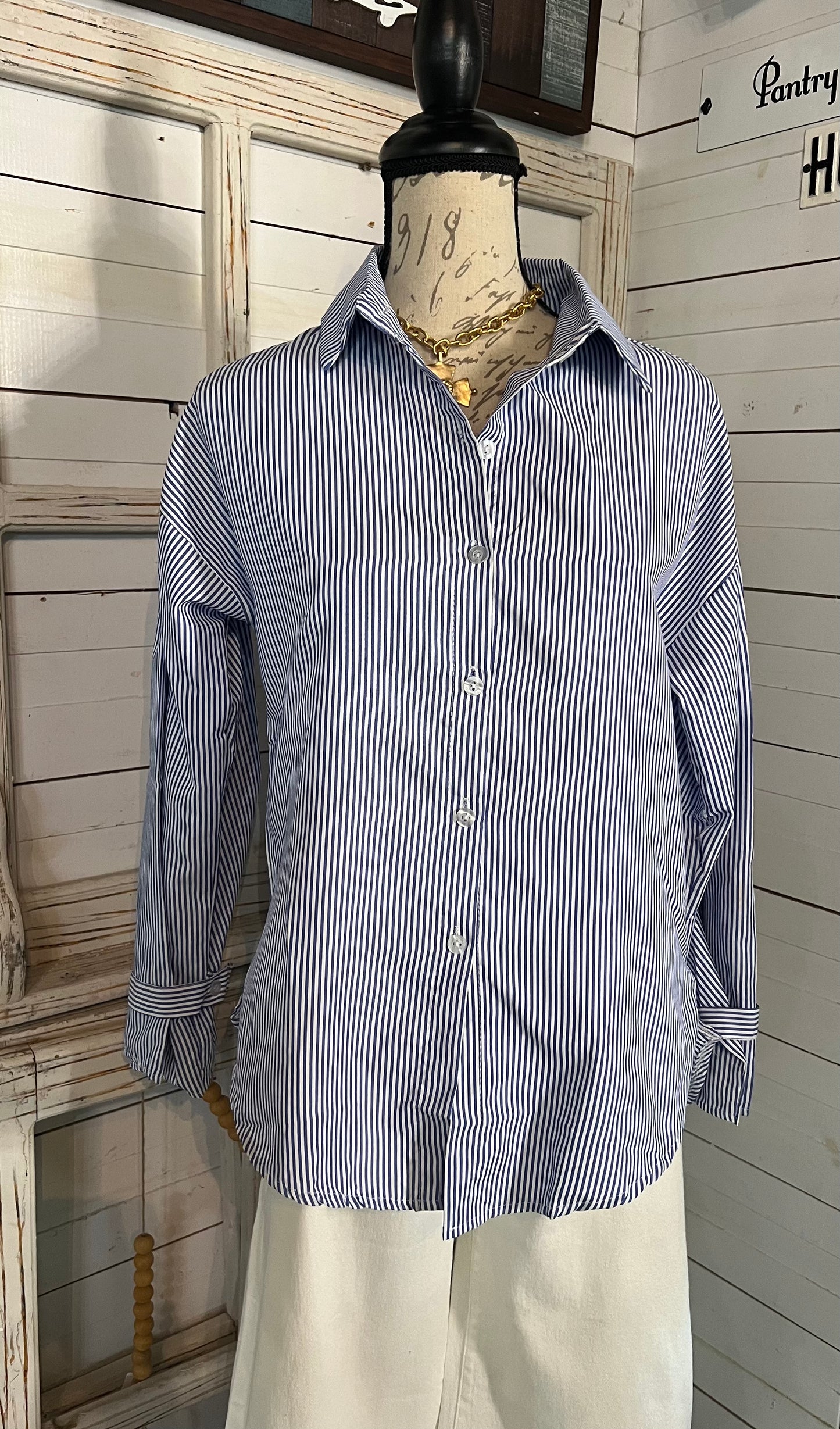 Blue pinstripe blouse