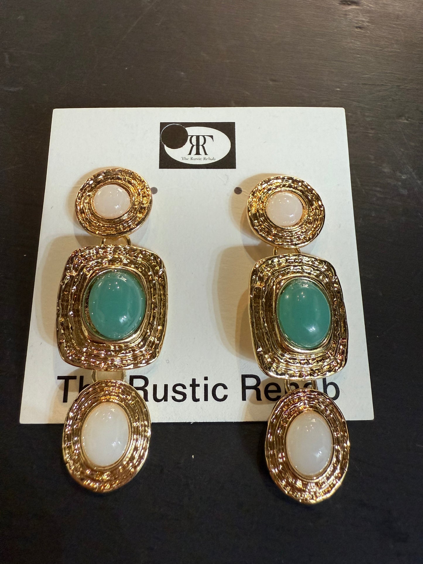 Sage and white gold earrings