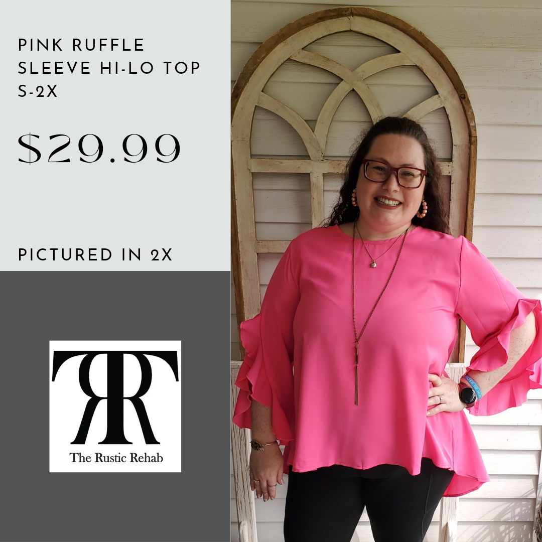 Ruffle Sleeve Hi-Lo Top