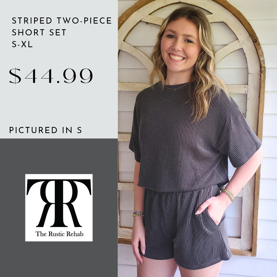 Charcoal Striped Two-Piece Short Set