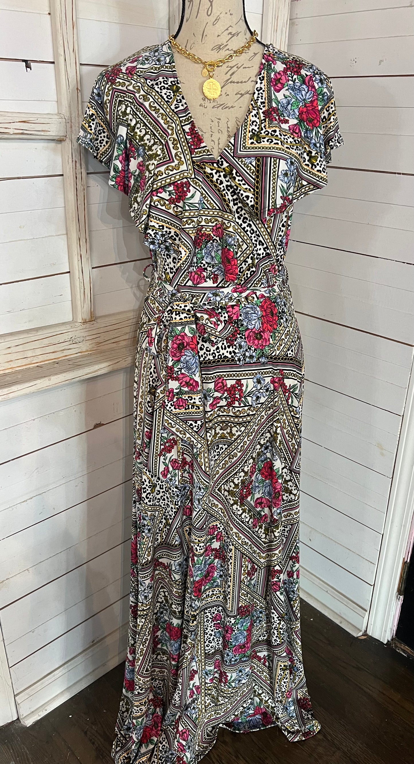 Janette floral faux wrap dress
