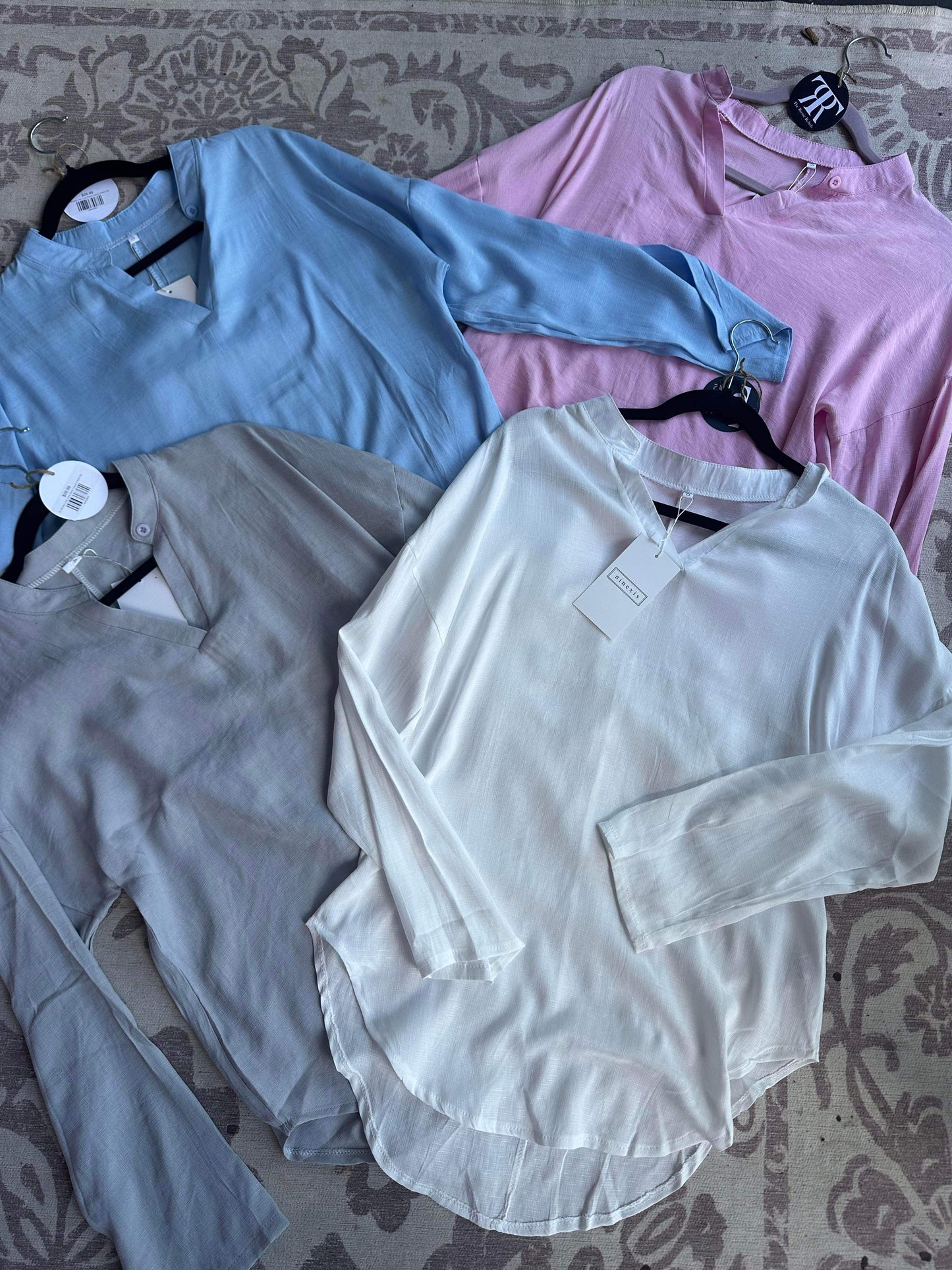 Linen Long Sleeve Casual V-Neck Top