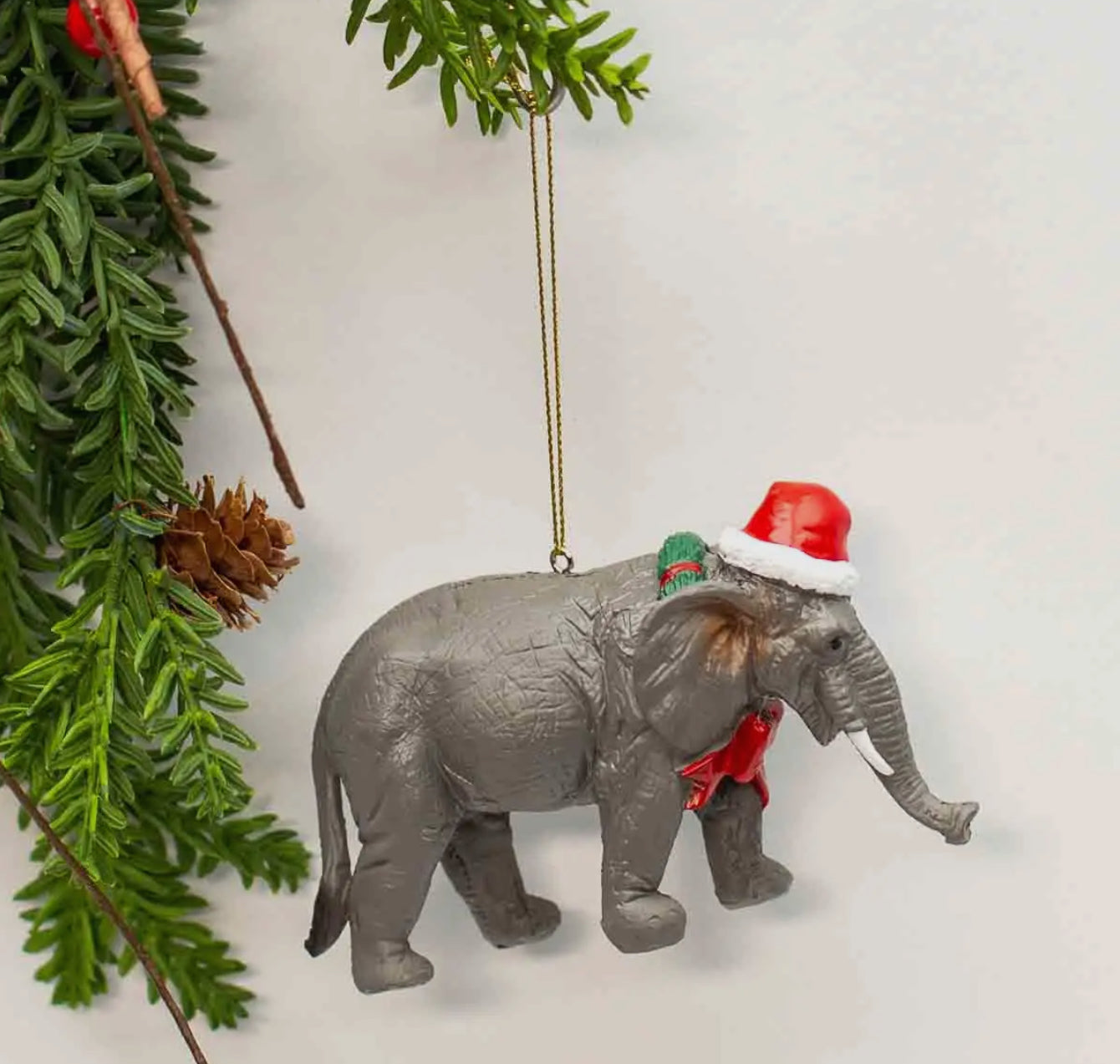 Christmas elephant ornament