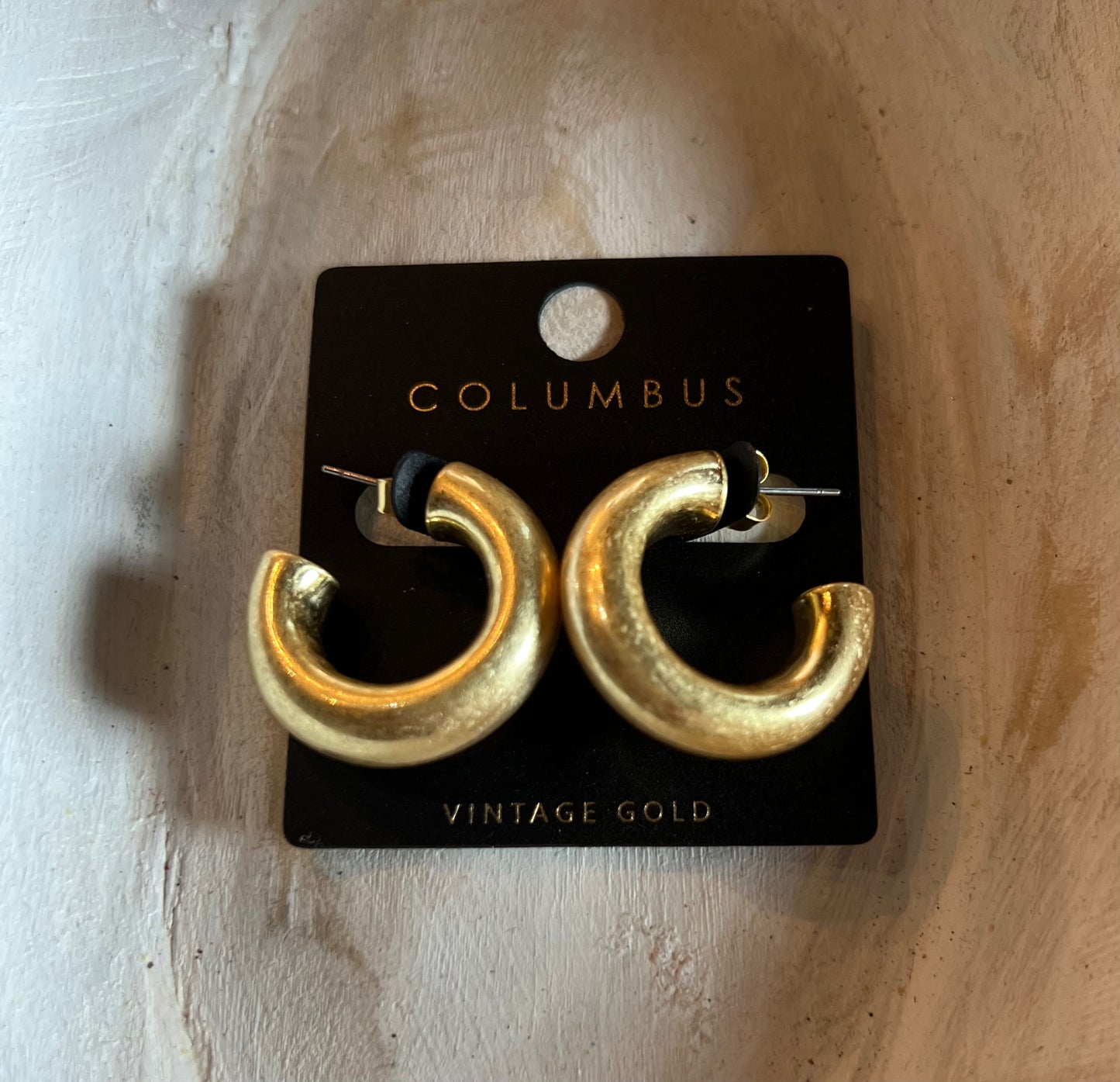 Vintage Gold Tube Hoop Earrings