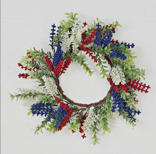 Red White Blue Heather With Boxwood Wreath