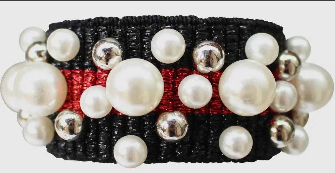 Pearl stud hair tie