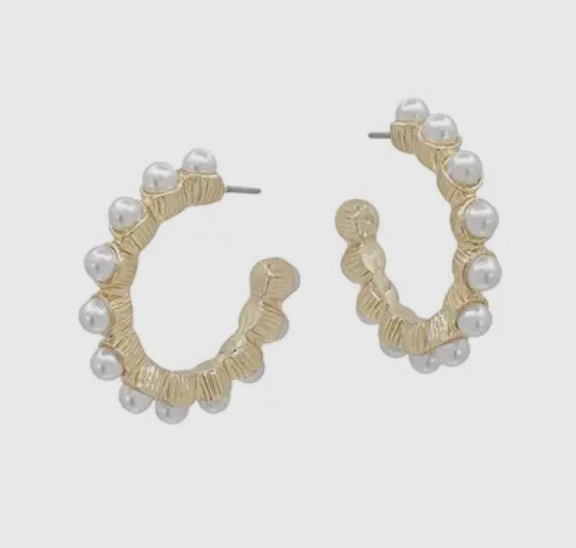 Pearl Studded Hoop Earrings
