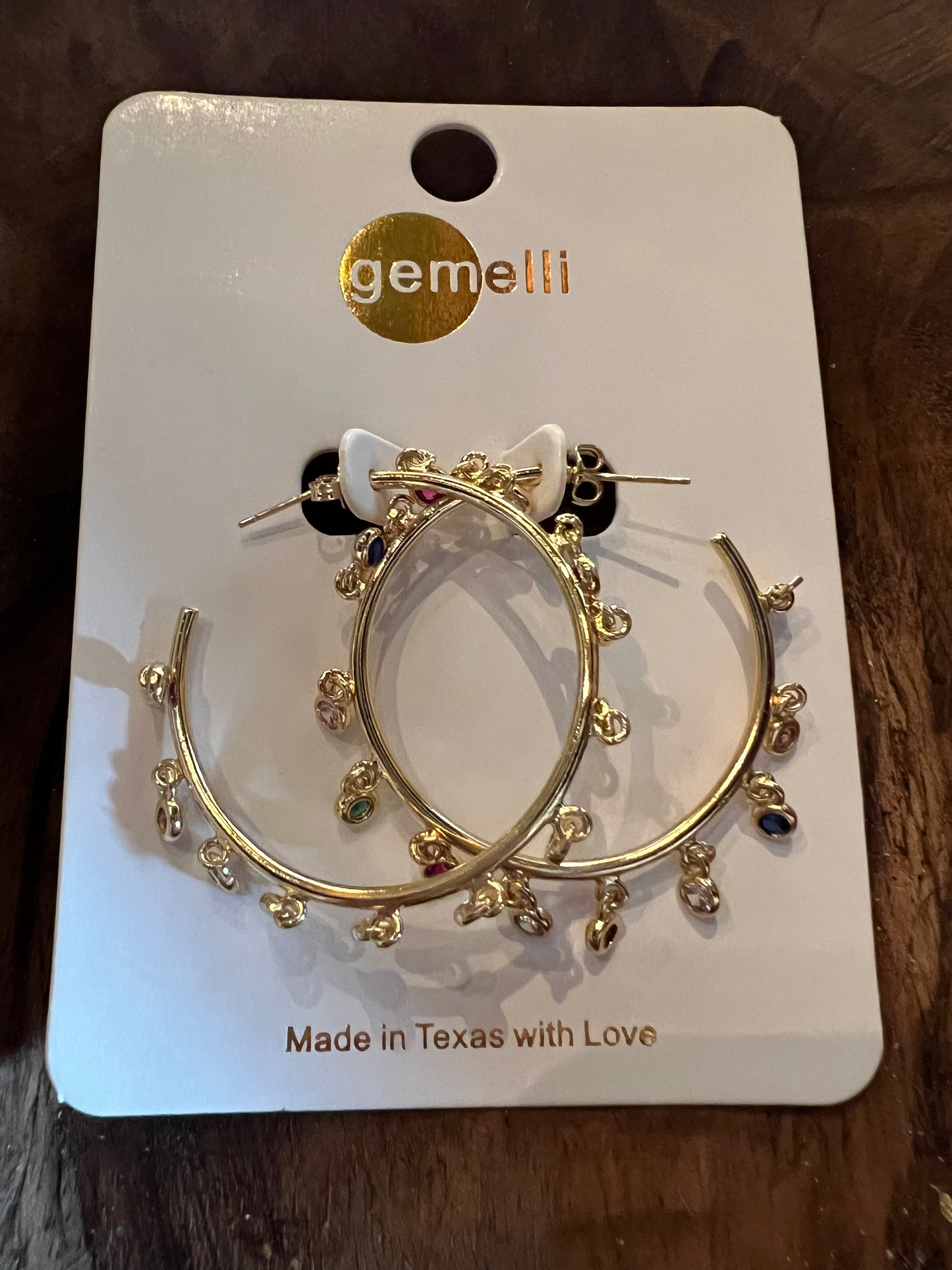 Colored Rhinestone Hoop Earrings