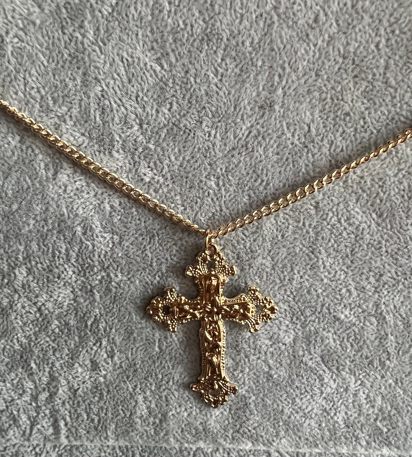Solid gold cross necklace