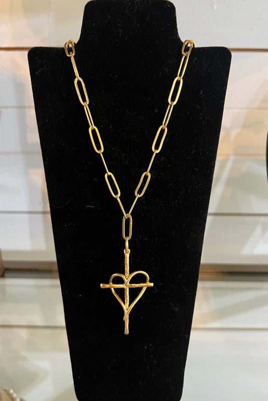 Susan Shaw Heart Cross Necklace