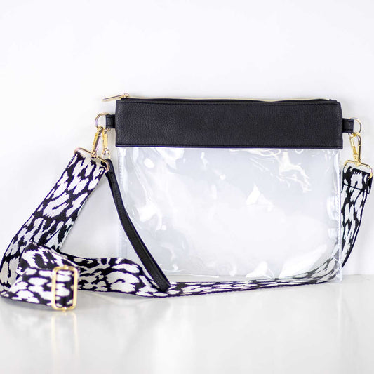 Clear Crossbody with Animal Print Strap