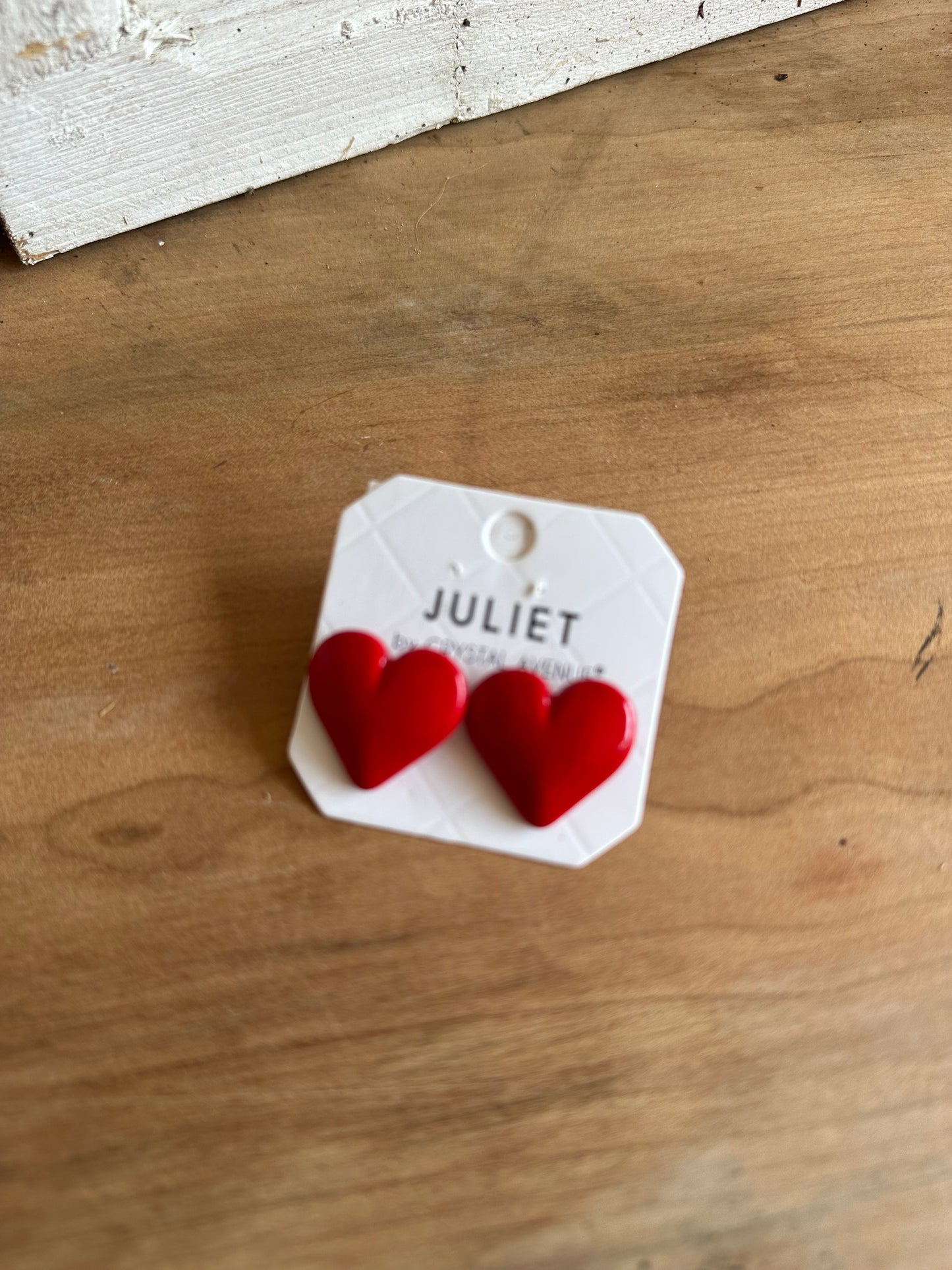 Red heart glossy earrings